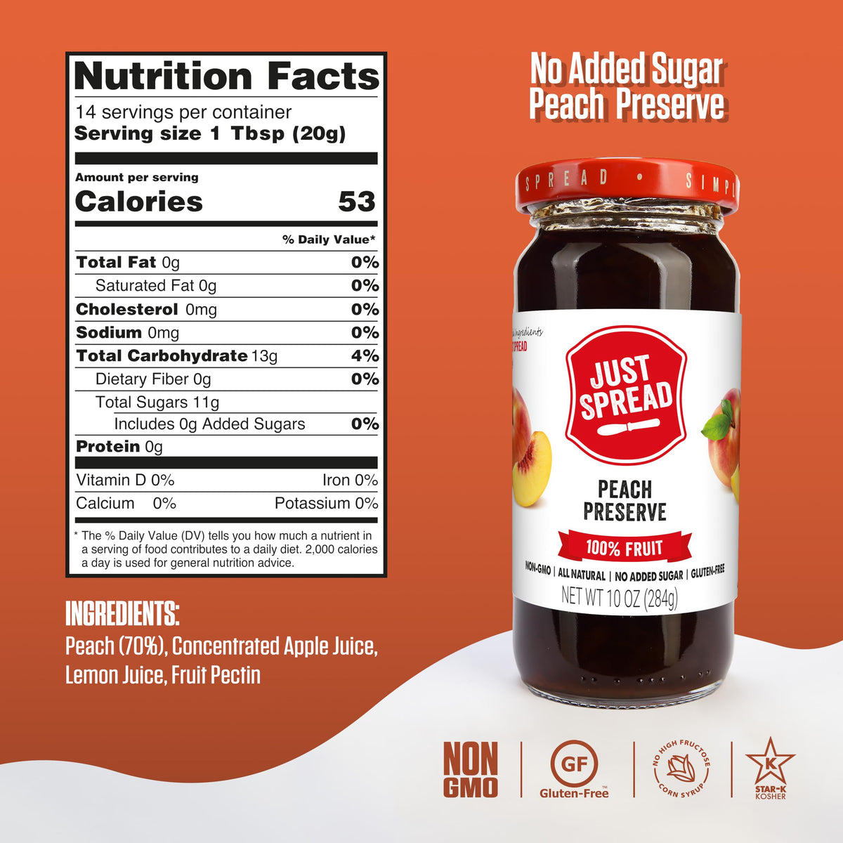 Just Spread 100% Fruit Preserve, Cherry, 10 oz Jar