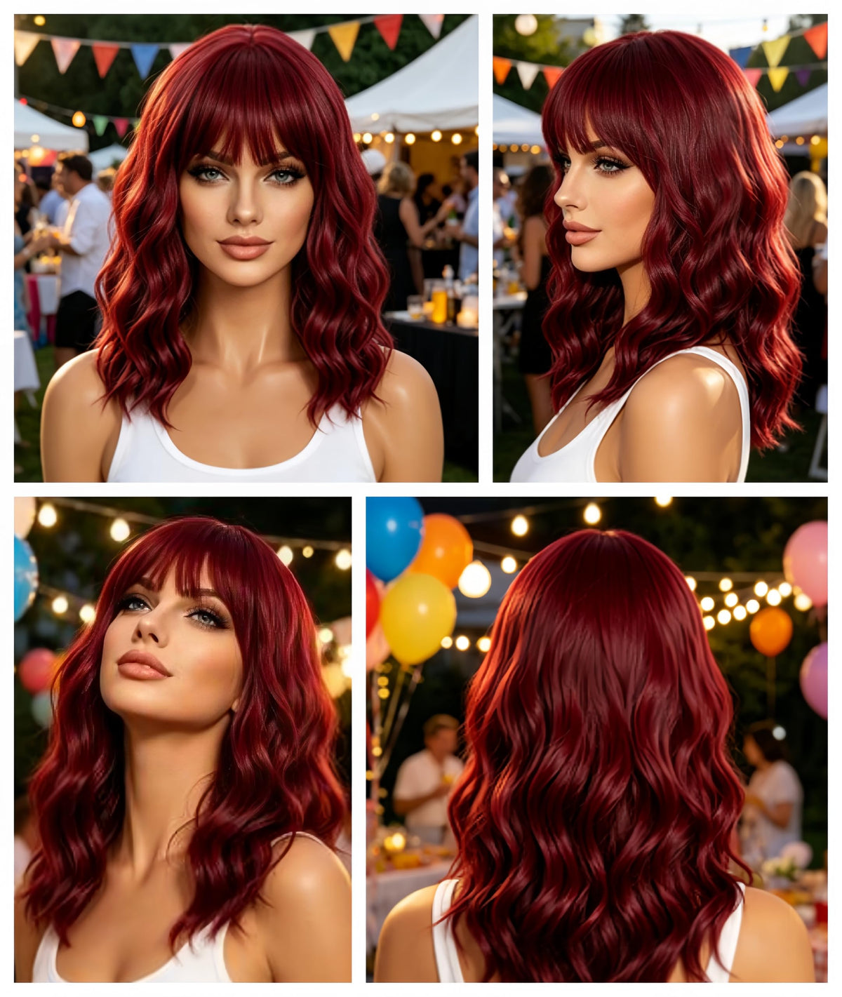 Dark Purple Wigs with Bangs for Women 14 Inch Short Wavy Bob Wigs Synthetic Bob Wig Curly Wig Heat Resistant Colorful Wavy Wig Cosplay Wigs For Daily Party Halloween