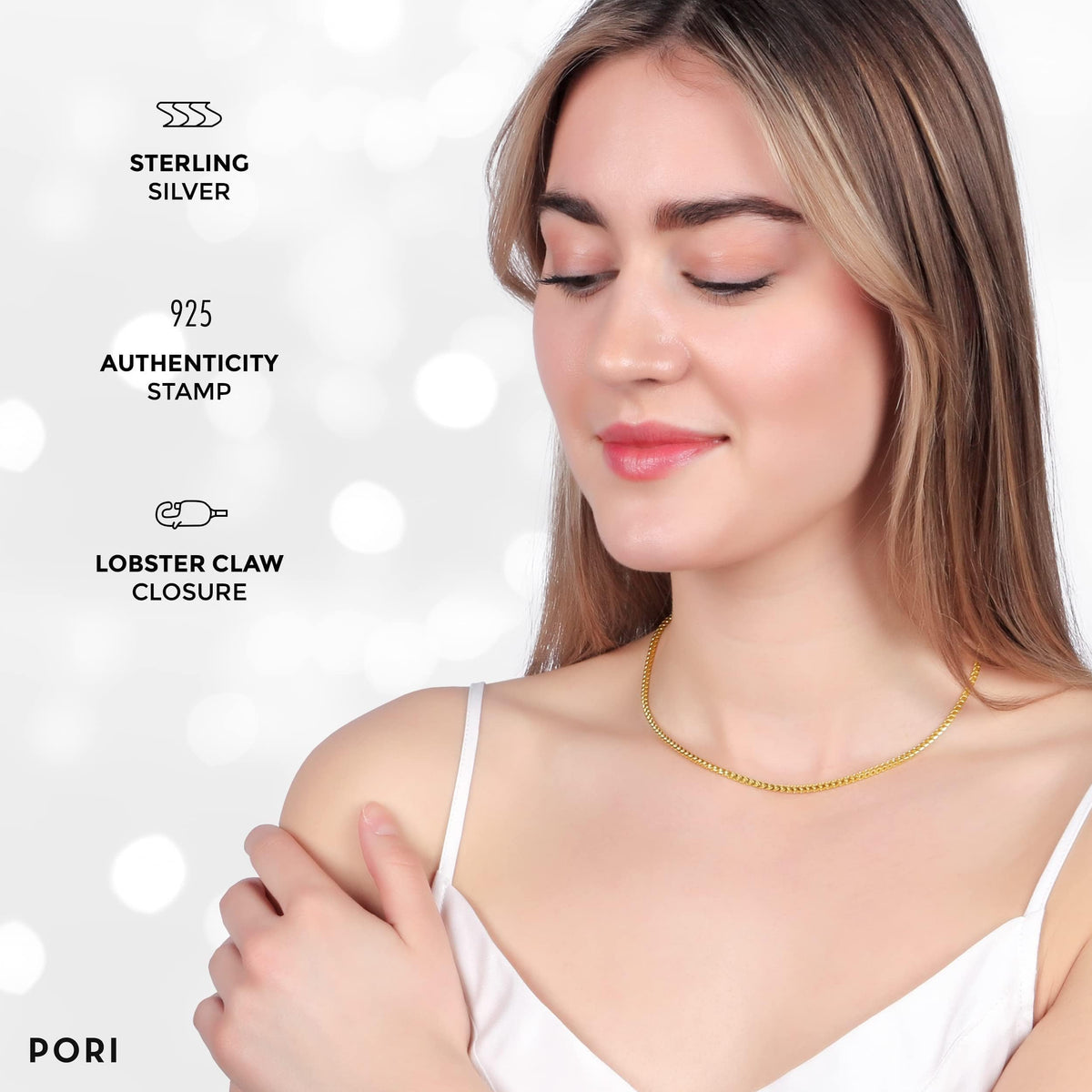 PORI JEWELERS Sterling Silver Italian 2.5MM Solid Franco Square Box Link Chain Necklace