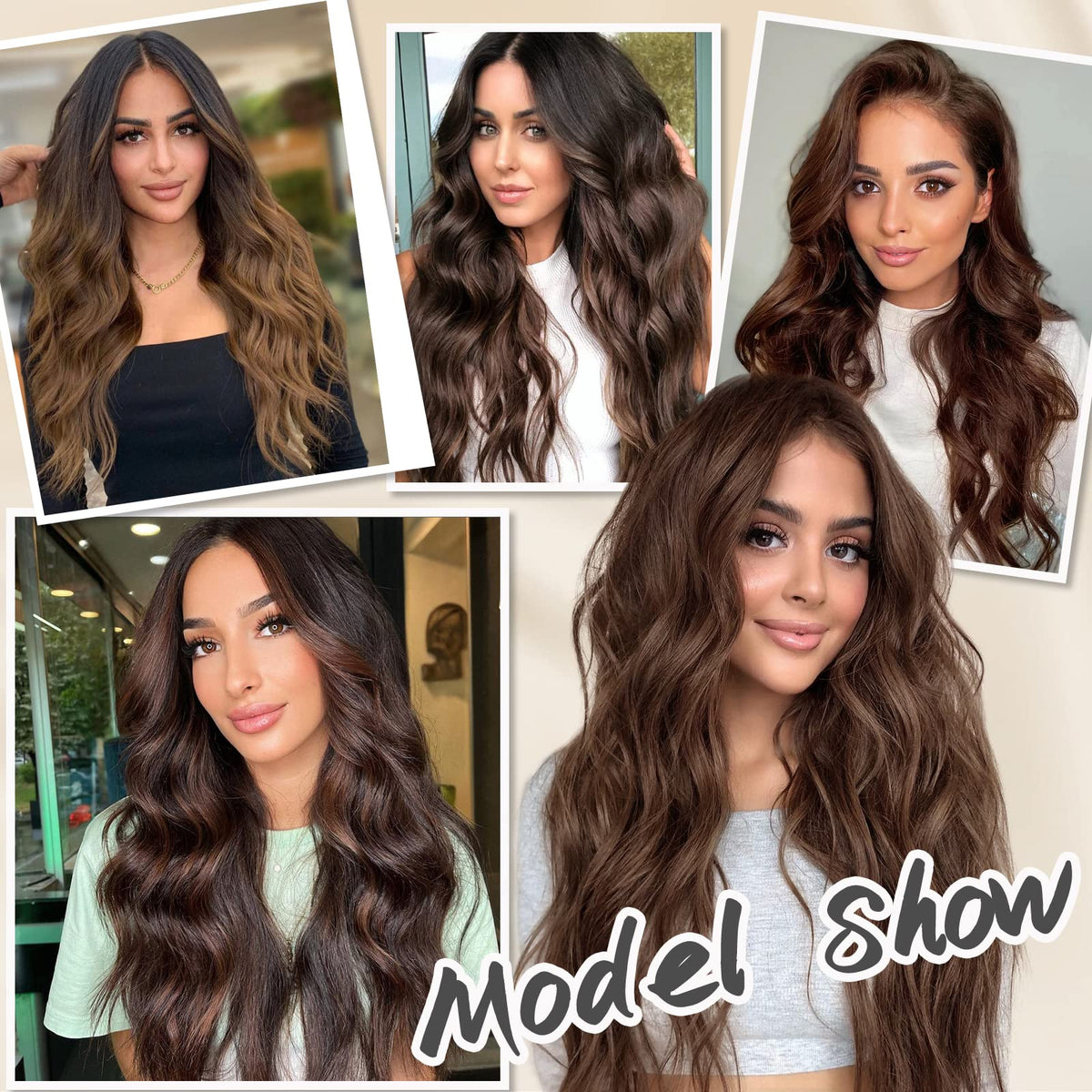 NAYOO 26 Inch Long Wavy Black Wig for Women, Middle Part Natural Looking Synthetic Wig, Heat Resistant Fiber Soft & Lightweight, Realistic Scalp Long Curly Wig for Daily Wear Party Cosplay