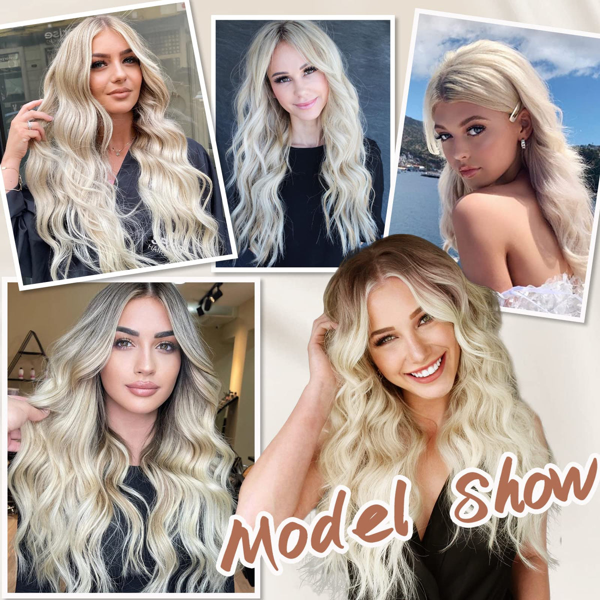 NAYOO 26 Inch Long Wavy Black Wig for Women, Middle Part Natural Looking Synthetic Wig, Heat Resistant Fiber Soft & Lightweight, Realistic Scalp Long Curly Wig for Daily Wear Party Cosplay