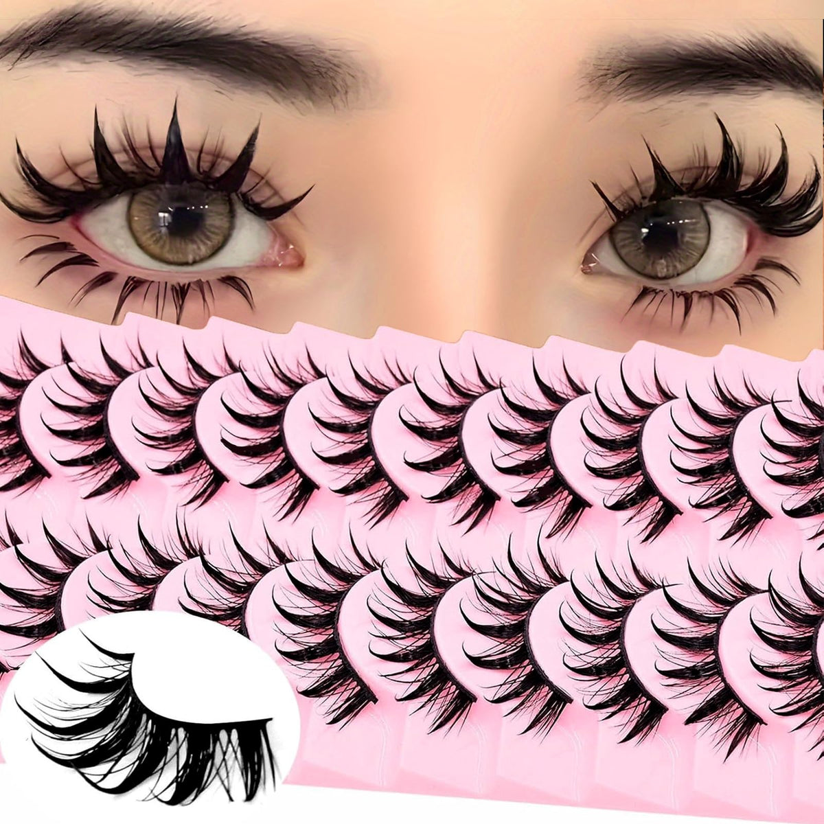 10 Pairs Manga Lashes Anime Cosplay Lashes Spiky Manga Style Lashes Janpanese 16mm Extension Natural Manhua Doll Eye Lashes Halloween/Party Makeup Look by AUGENLI (A3)