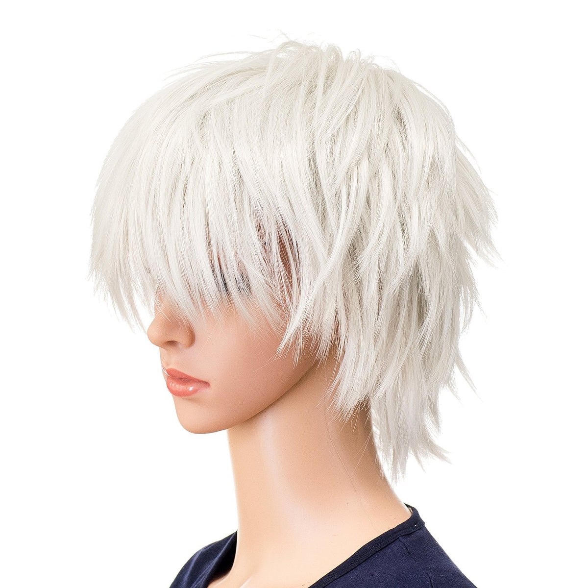 SWACC Unisex Fashion Spiky Layered Short Anime Cosplay Wig for Men and Women (1B-Off Black)