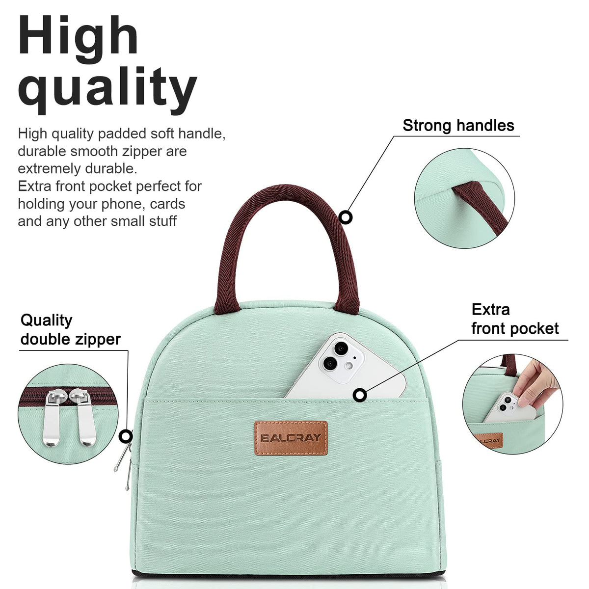 BALORAY Lunch Bag for Women Men Adult Lunch Box (Cherry), M