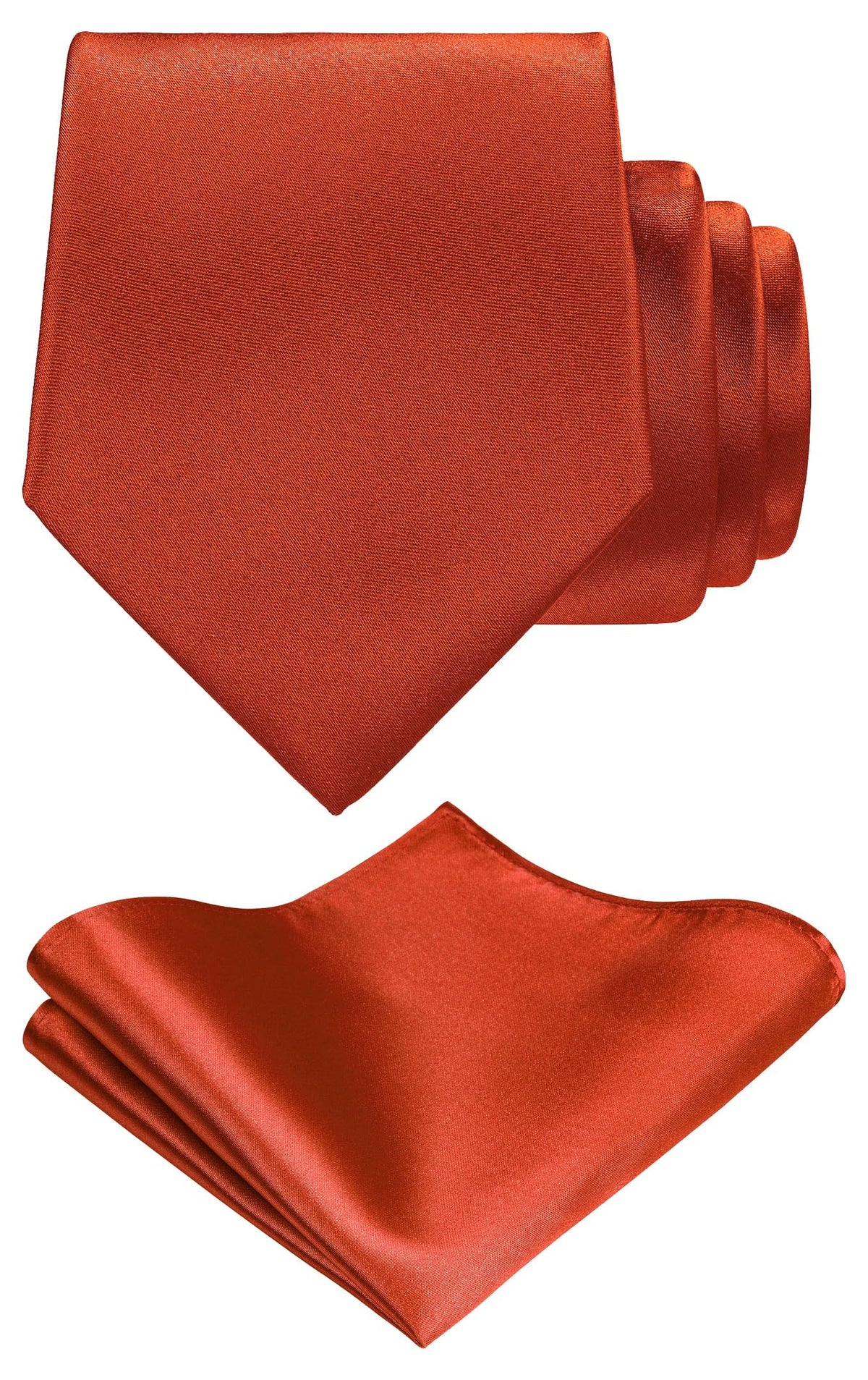 TIE G Solid Satin Woven dyed Color Formal Black Necktie and Pocket Square Sets in Gift Box