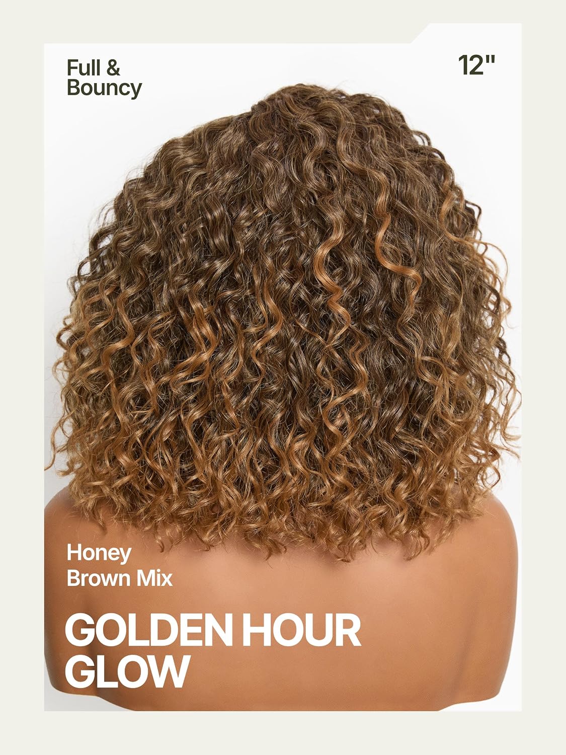 Frodio Curly Water Wave Glueless Wig 12'' Short Curly Wigs Honey Brown Mix