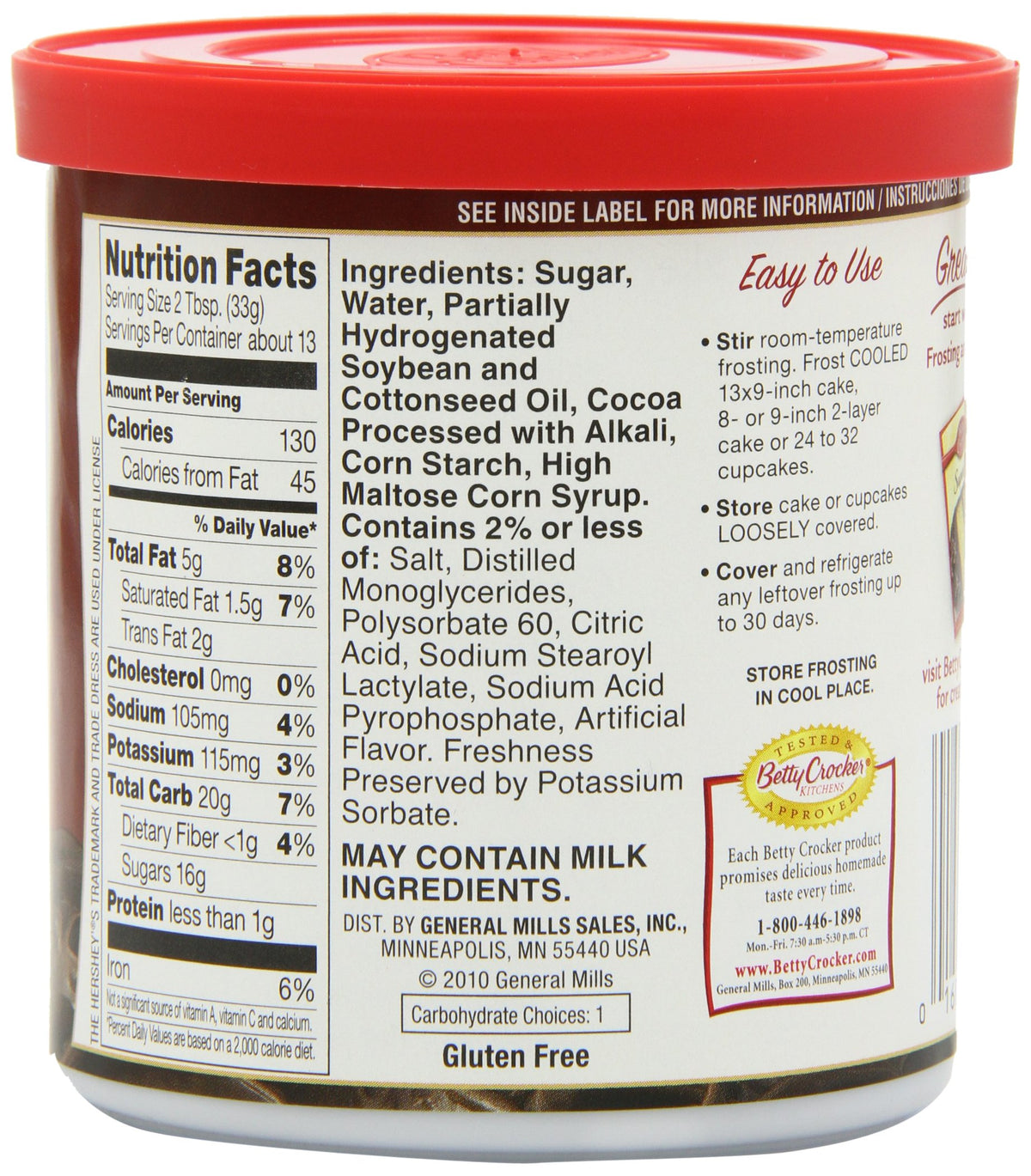Betty Crocker Gluten Free Rich and Creamy Cherry Frosting, 16 oz, 8 Pack