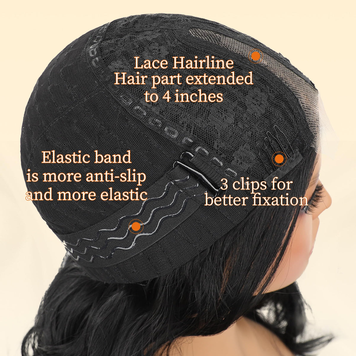 AISI HAIR Black Wig for Women, Long Wavy Lace Hairline Synthetic Wig 26Inch
