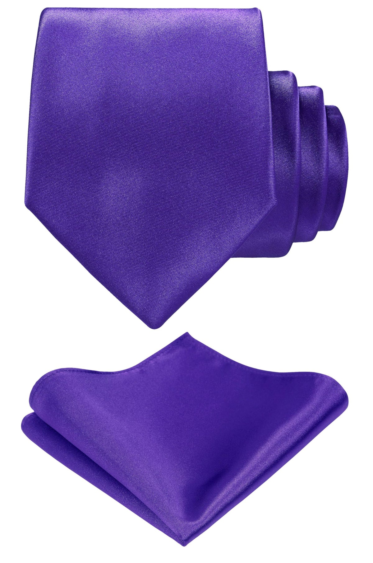 TIE G Solid Satin Woven dyed Color Formal Black Necktie and Pocket Square Sets in Gift Box