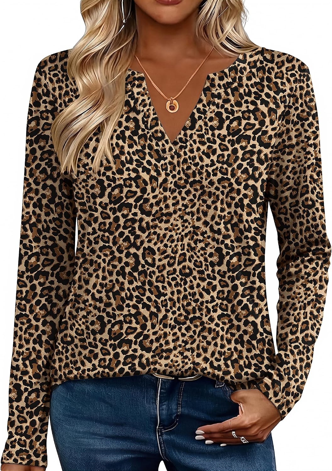 Zeagoo Womens Tops Long Sleeve V Neck Tee Shirts Cute Dressy Casual