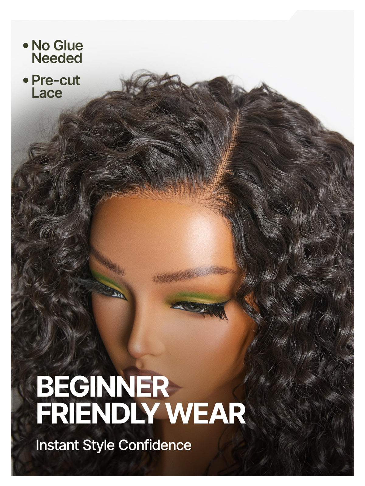 Frodio Curly Water Wave Glueless Wig 12'' Short Curly Wigs Honey Brown Mix