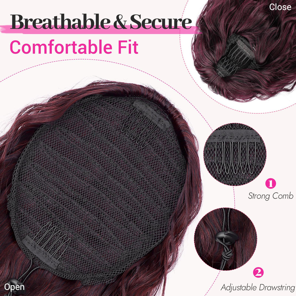 KooKaStyle Long Medium Brown Curly Synthetic Drawstring Ponytail Extension