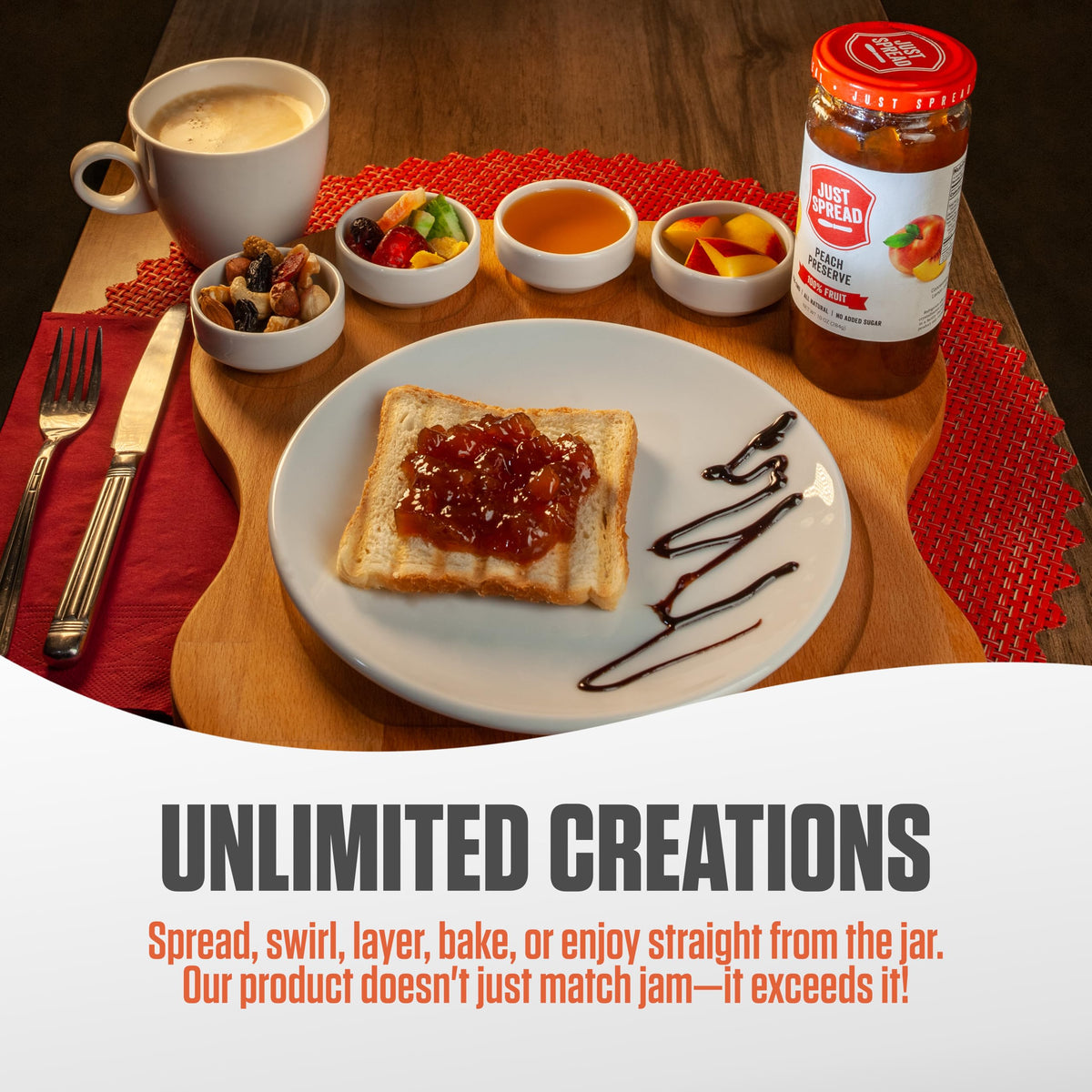 Just Spread 100% Fruit Preserve, Cherry, 10 oz Jar
