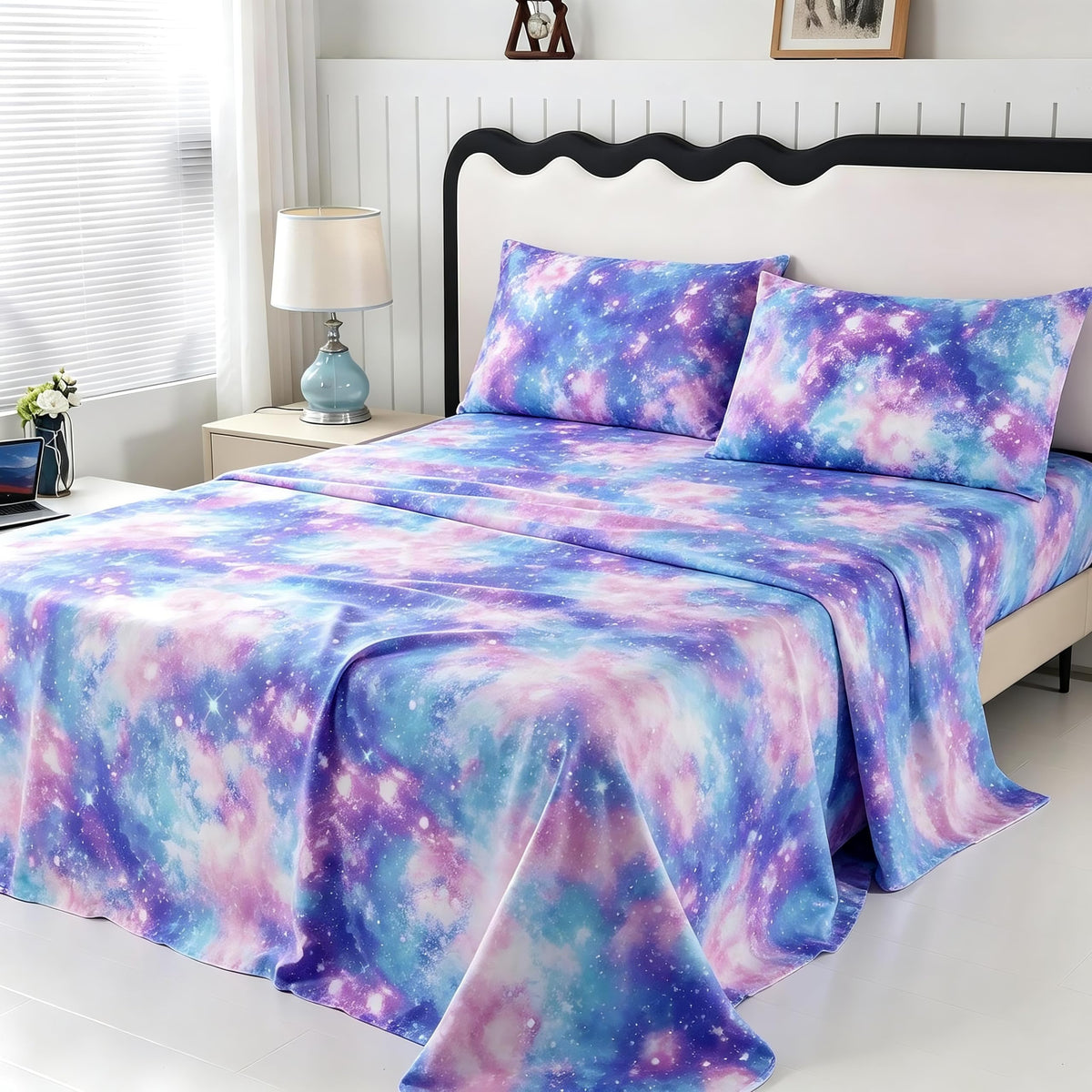SDIII 4PCS Red Cherry Bed Sheets Set Full, Soft Microfiber Cherry Full Size Bed Sheets, Cute Fruit Patterns Sheet for Girls Boys Kids and Teens