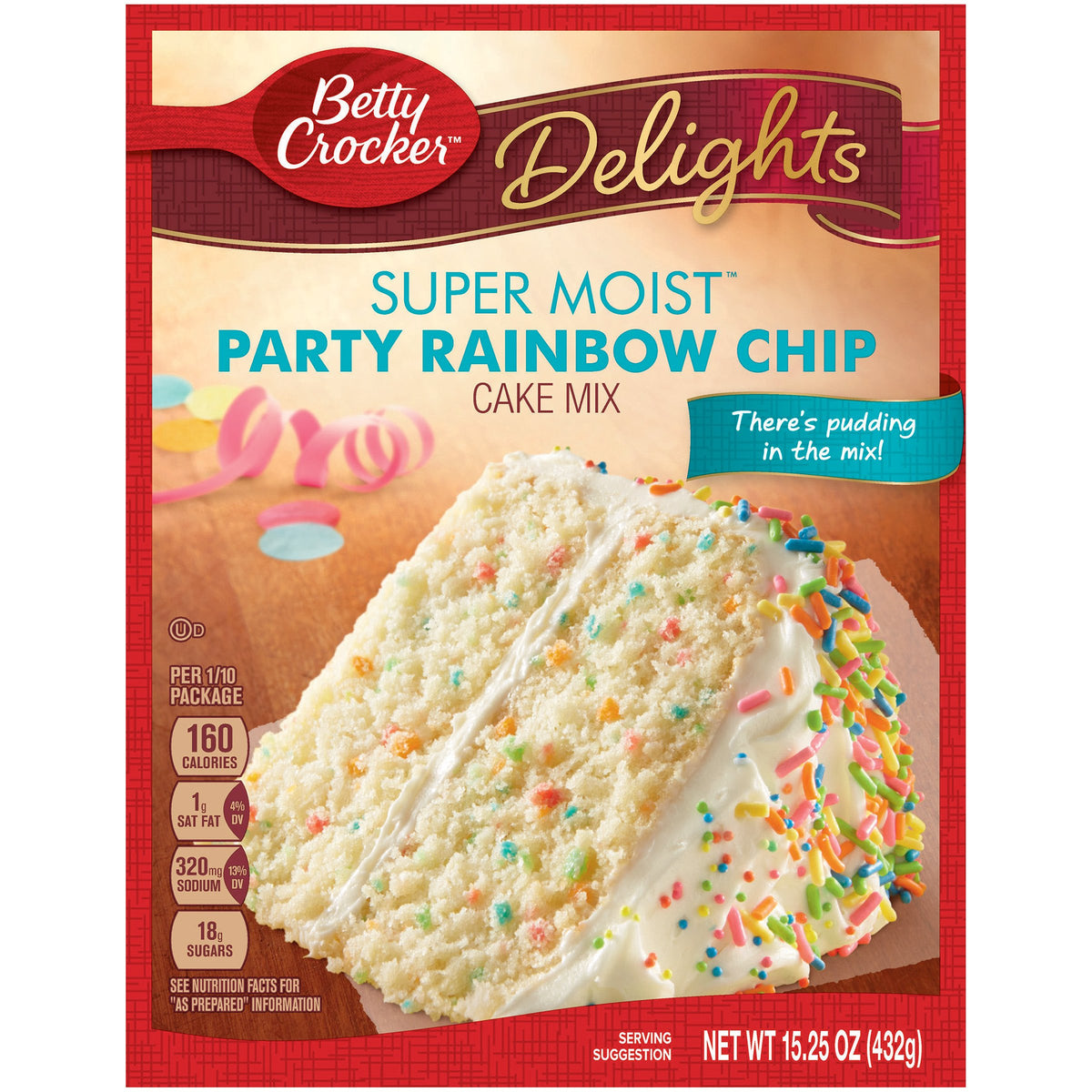 Betty Crocker Delights Super Moist Cherry Chip Cake Mix, 13.25 oz.