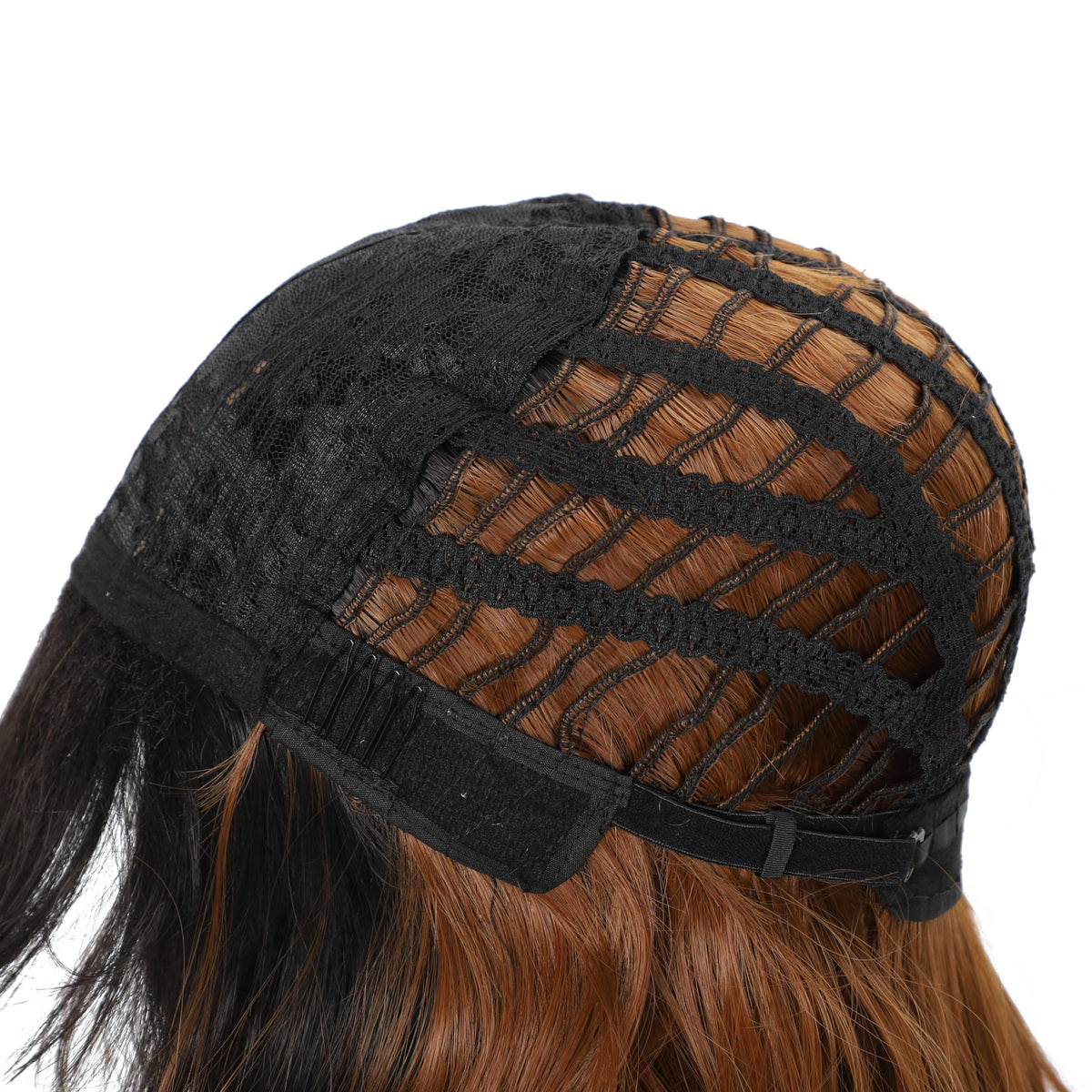 Black Mixed Brown Wig for Black Women Short Wavy Curly Bob Wig with Bangs