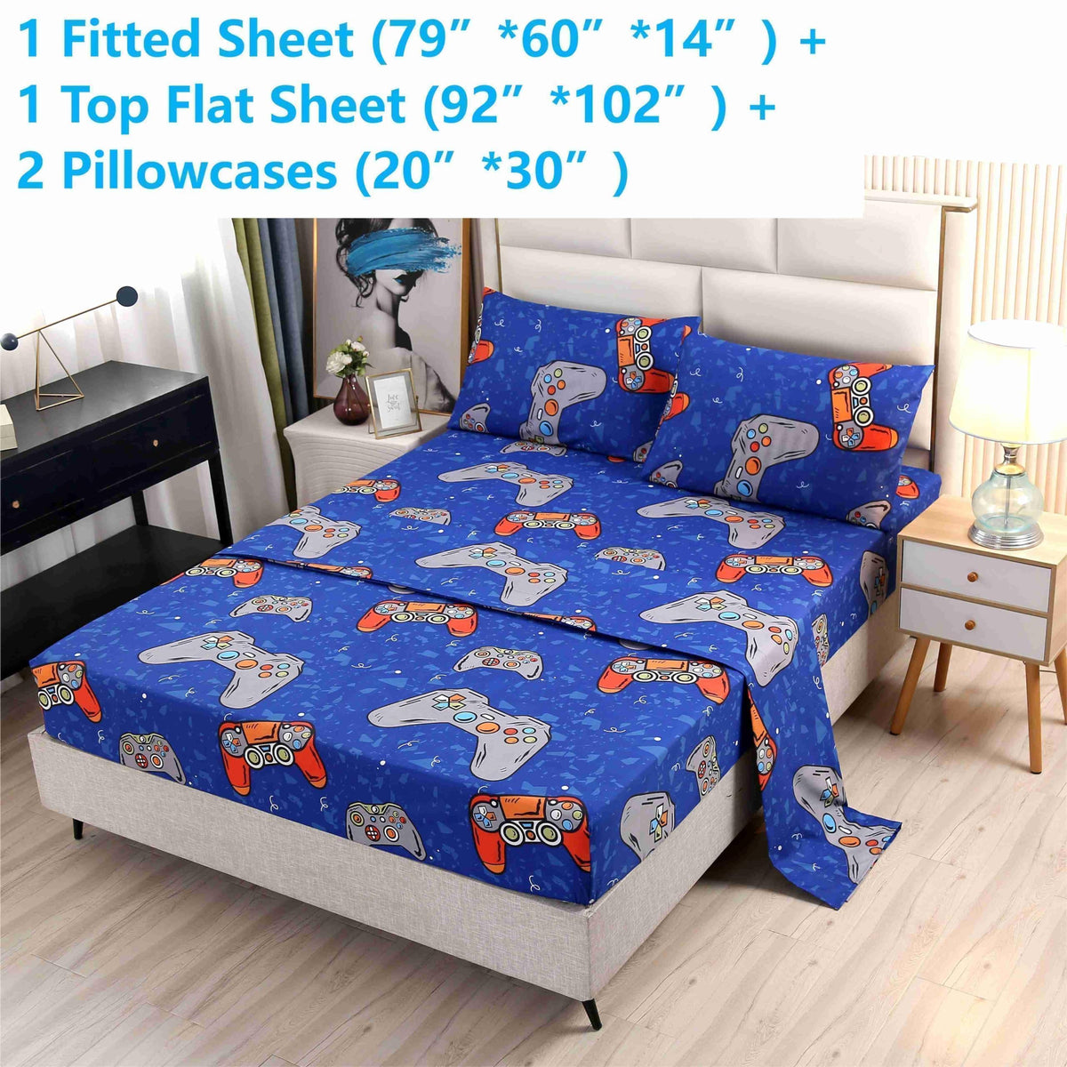 SDIII 4PCS Red Cherry Bed Sheets Set Full, Soft Microfiber Cherry Full Size Bed Sheets, Cute Fruit Patterns Sheet for Girls Boys Kids and Teens