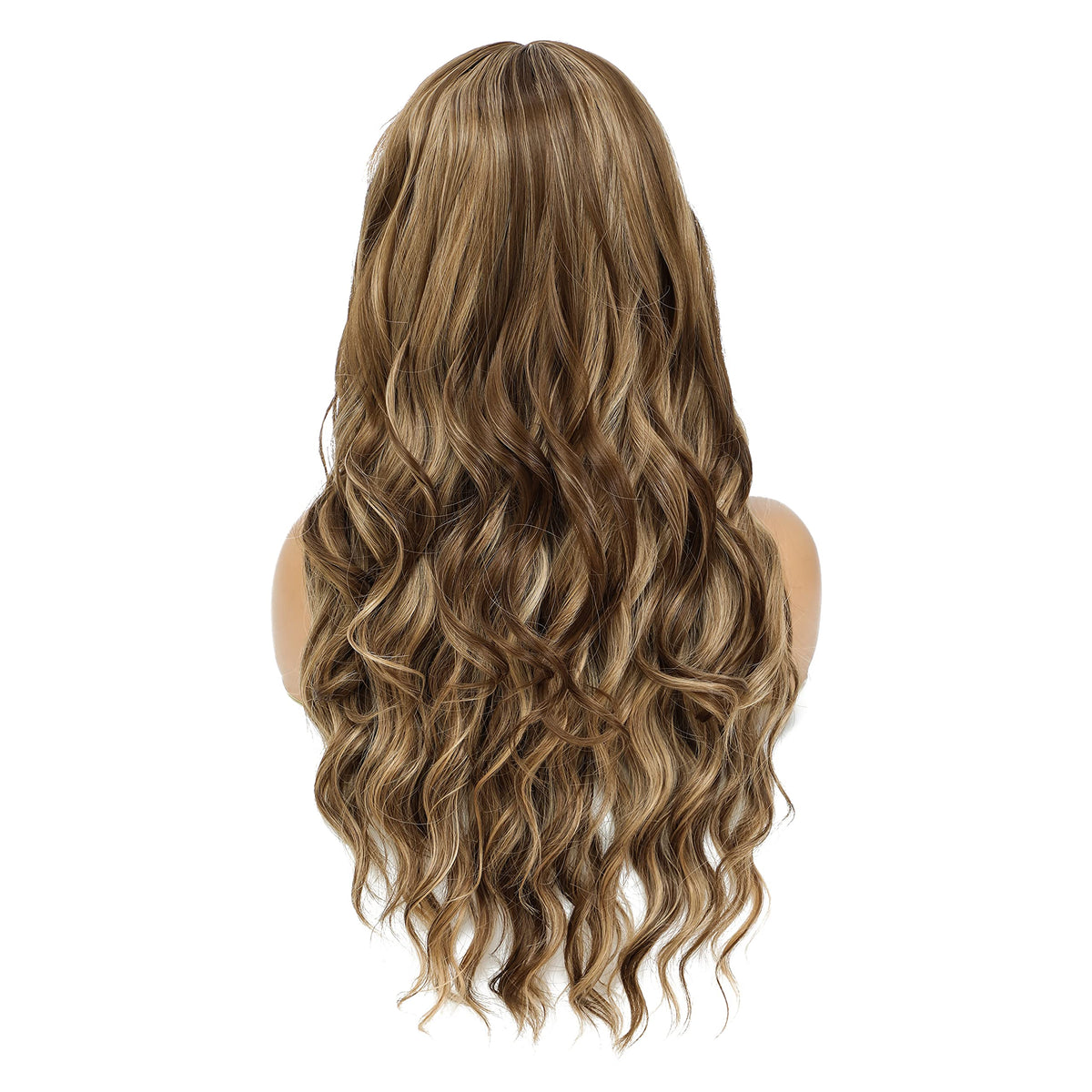 SWACC Long Curly Wavy Wig with Bangs Synthetic Hair Wig for Women with Wig Cap (Pink Ombre)