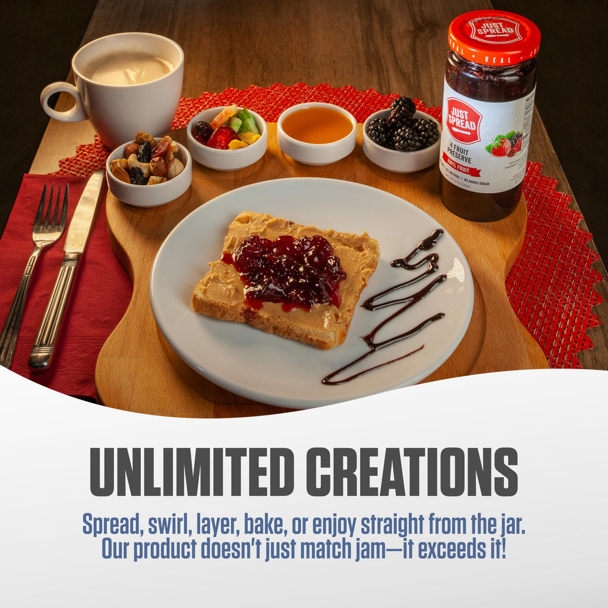 Just Spread 100% Fruit Preserve, Cherry, 10 oz Jar