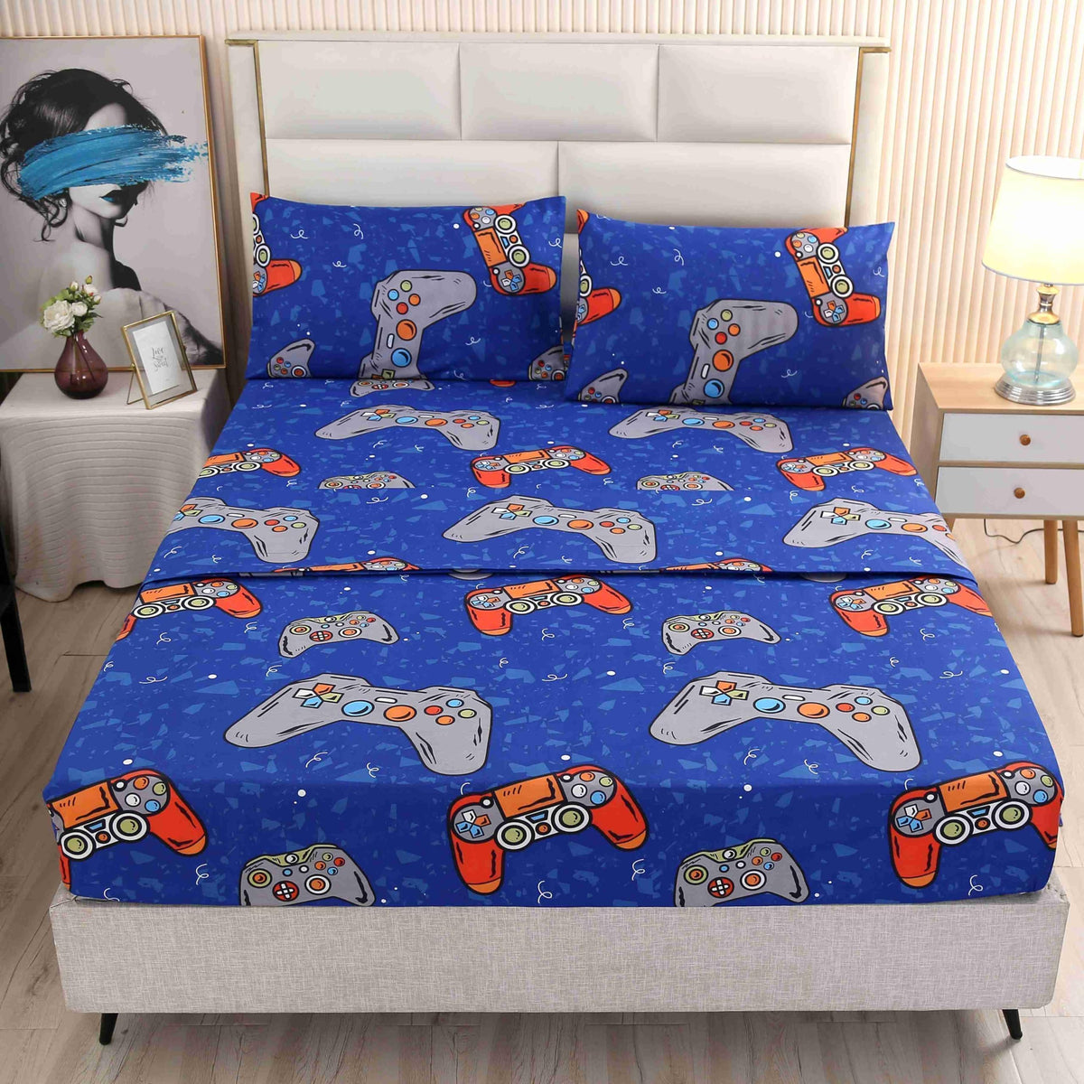 SDIII 4PCS Red Cherry Bed Sheets Set Full, Soft Microfiber Cherry Full Size Bed Sheets, Cute Fruit Patterns Sheet for Girls Boys Kids and Teens
