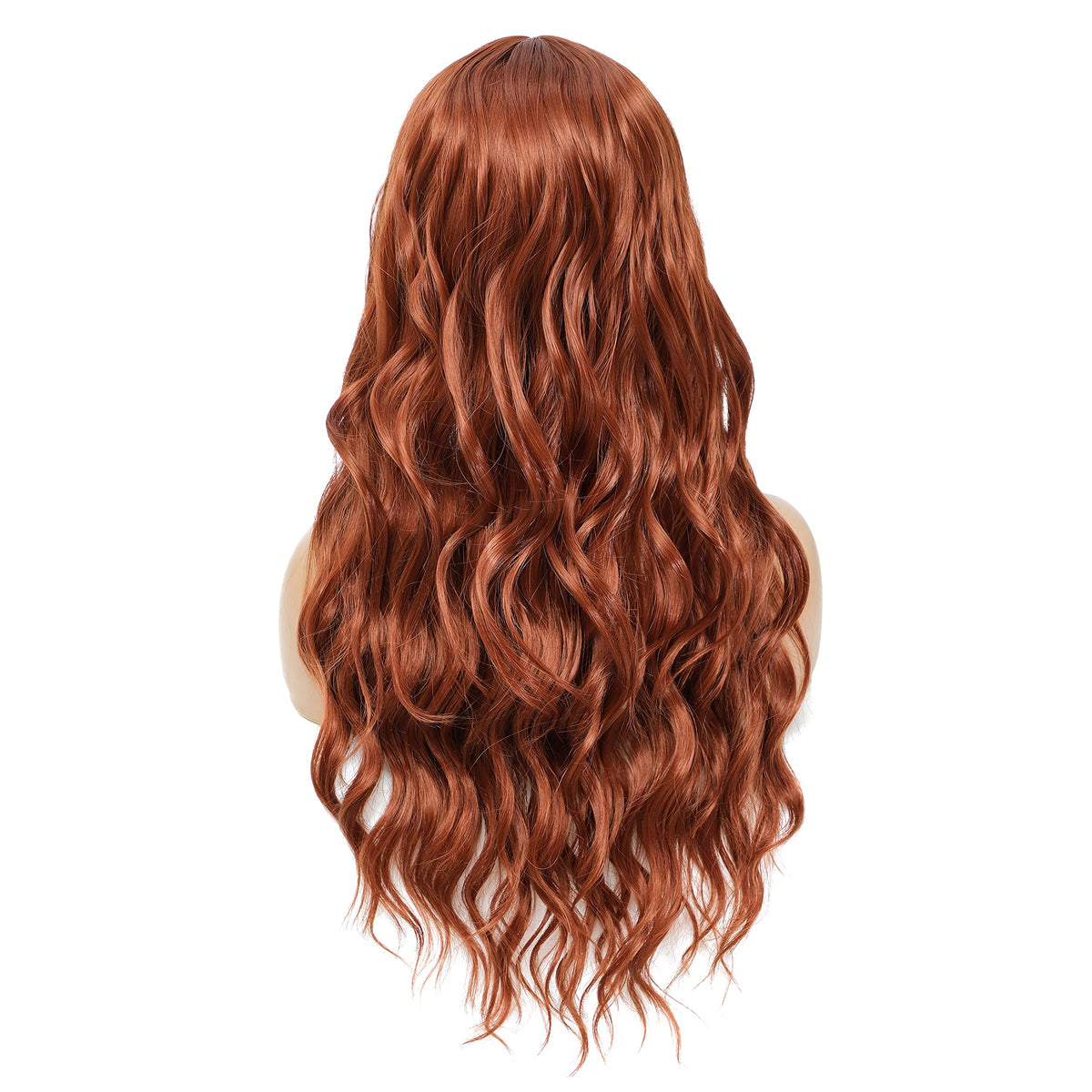 SWACC Long Curly Wavy Wig with Bangs Synthetic Hair Wig for Women with Wig Cap (Pink Ombre)