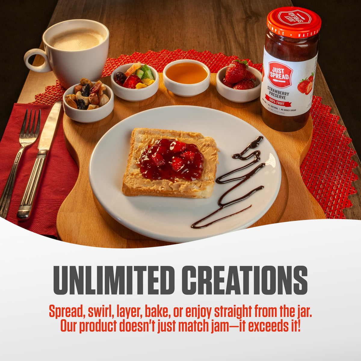 Just Spread 100% Fruit Preserve, Cherry, 10 oz Jar