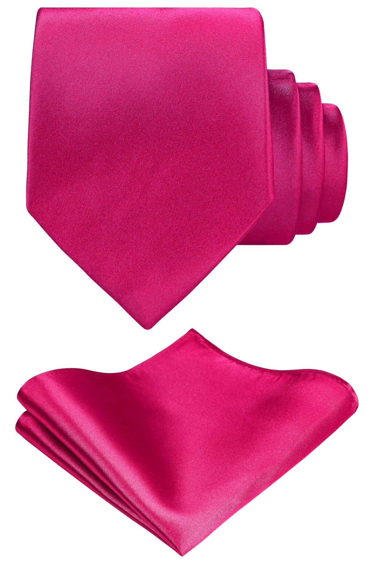 TIE G Solid Satin Woven dyed Color Formal Black Necktie and Pocket Square Sets in Gift Box