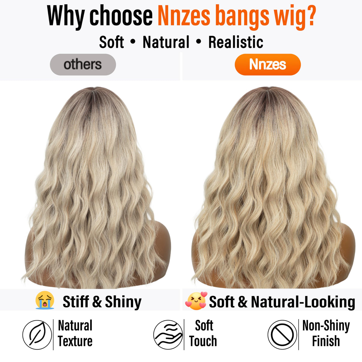 Nnzes Short Wavy Bob Wig with Bangs for Women Shoulder Length Curly Dark Brown with Purple Synthetic Heat-Resistant Fiber Hair for Daily & Party Use