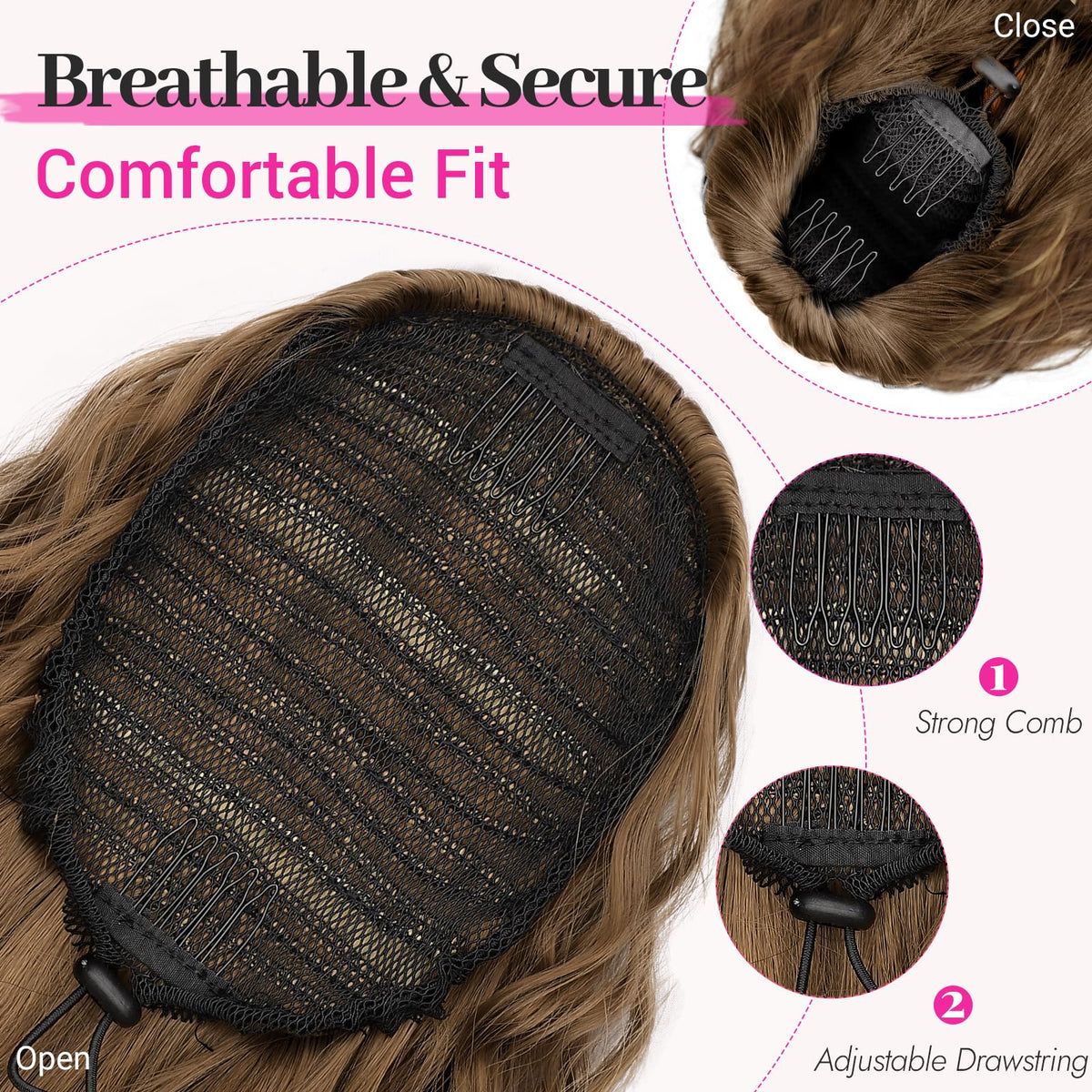 KooKaStyle Long Medium Brown Curly Synthetic Drawstring Ponytail Extension