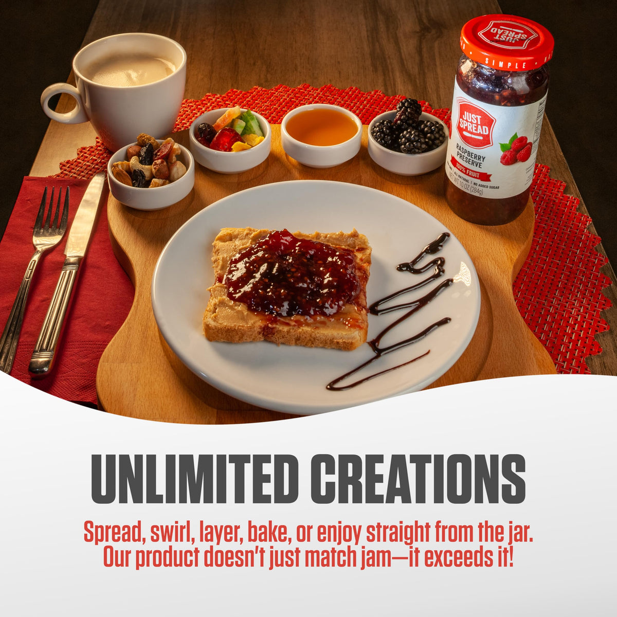 Just Spread 100% Fruit Preserve, Cherry, 10 oz Jar