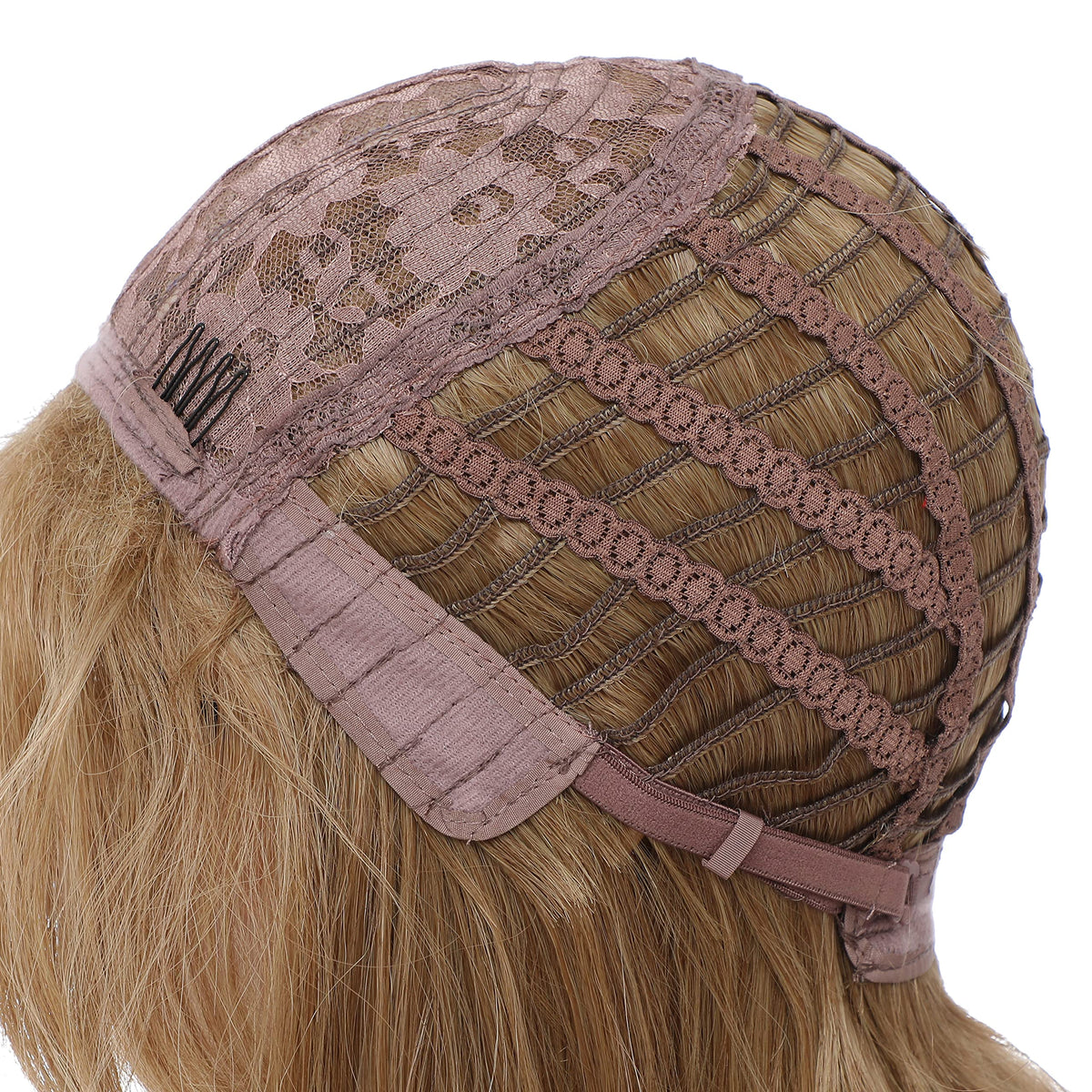 SWACC Long Curly Wavy Wig with Bangs Synthetic Hair Wig for Women with Wig Cap (Pink Ombre)