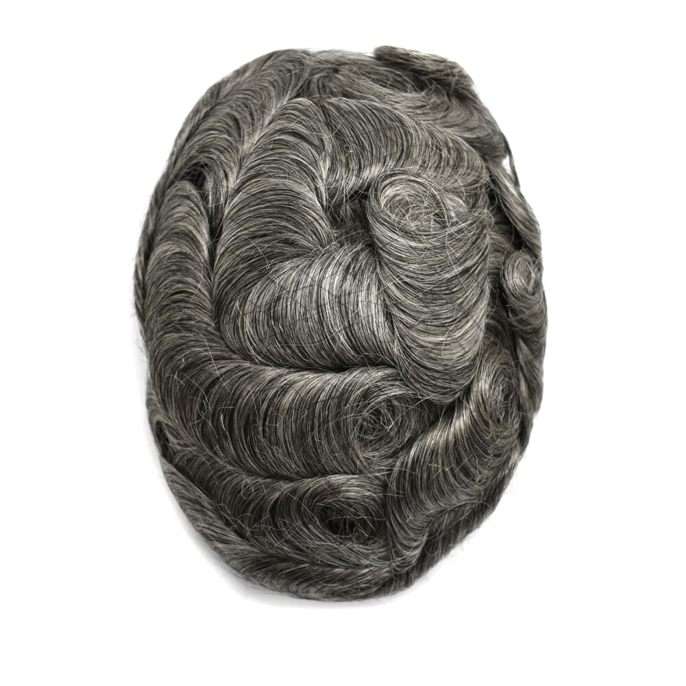 Mens Toupee French Lace Human Hair Front Bleached Knots Wig Hairpiece for Men