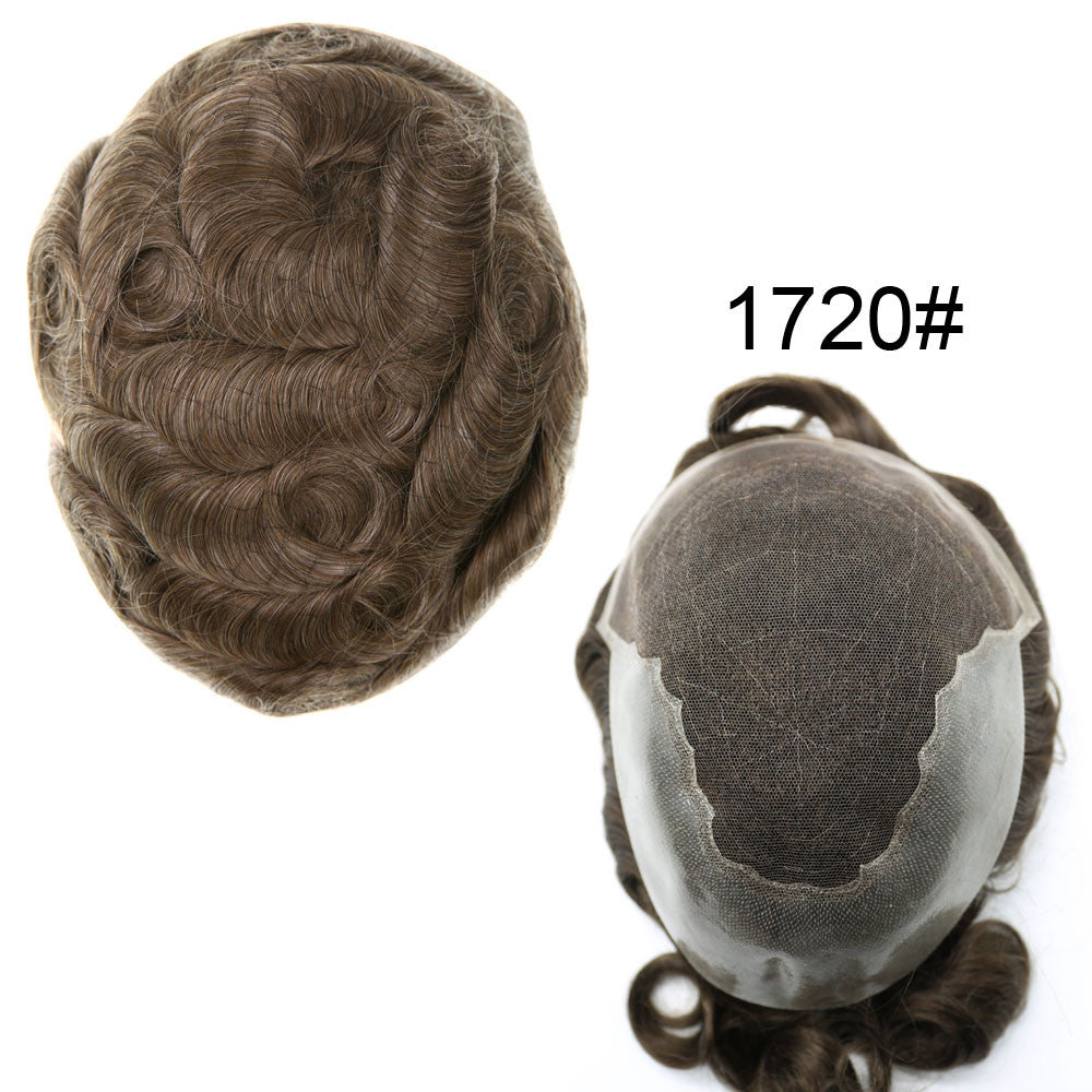 Mens Toupee French Lace Human Hair Front Bleached Knots Wig Hairpiece for Men