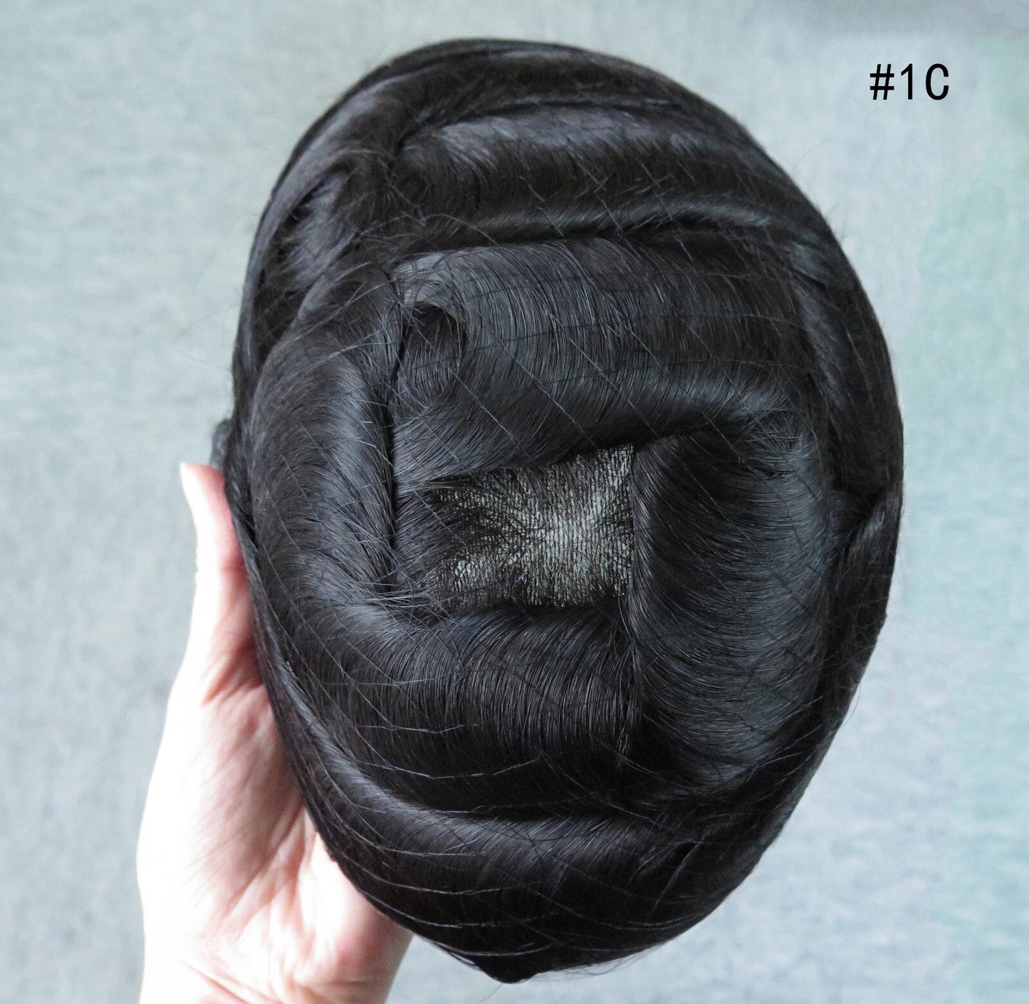 Mens Thin Skin Toupee Hair Replacement System Hairpiece BIO Human Hair Wigs