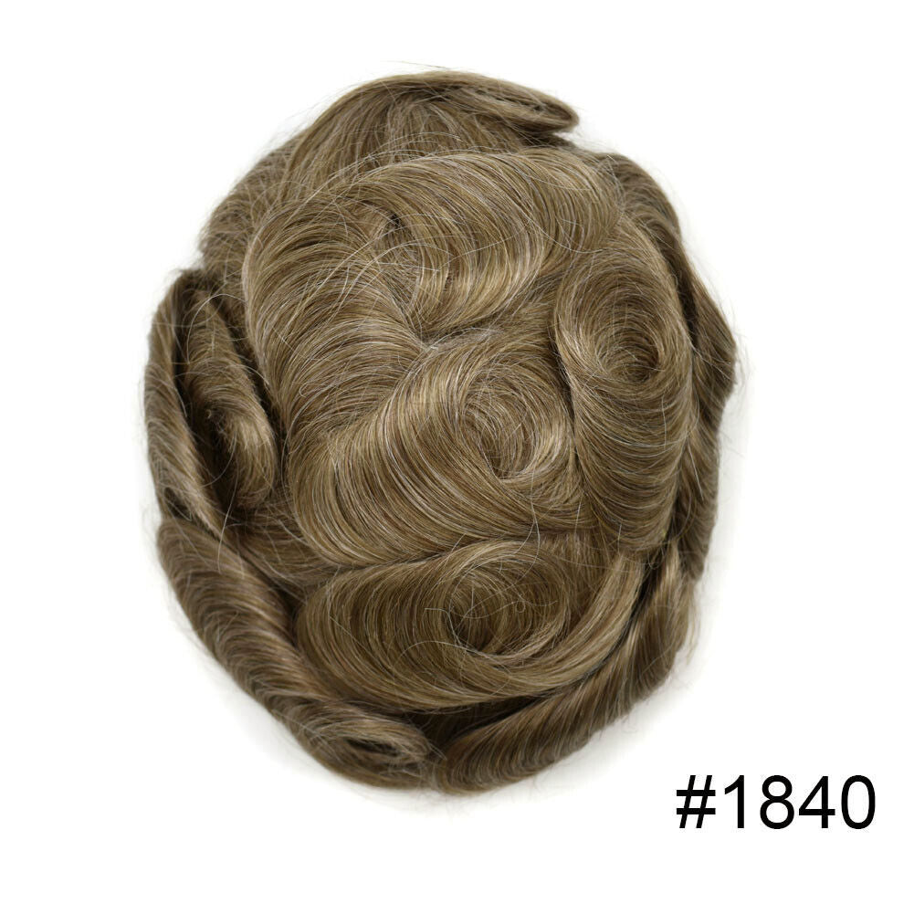 Mens Toupee French Lace Human Hair Front Bleached Knots Wig Hairpiece for Men