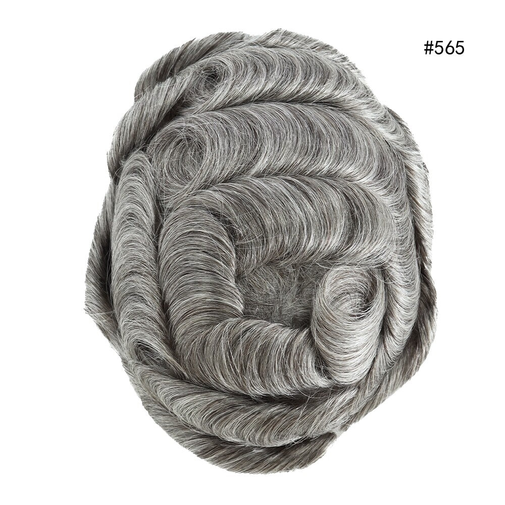 Mens Thin Skin Toupee Hair Replacement System Hairpiece BIO Human Hair Wigs