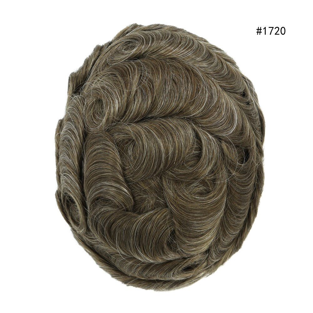 Mens Thin Skin Toupee Hair Replacement System Hairpiece BIO Human Hair Wigs