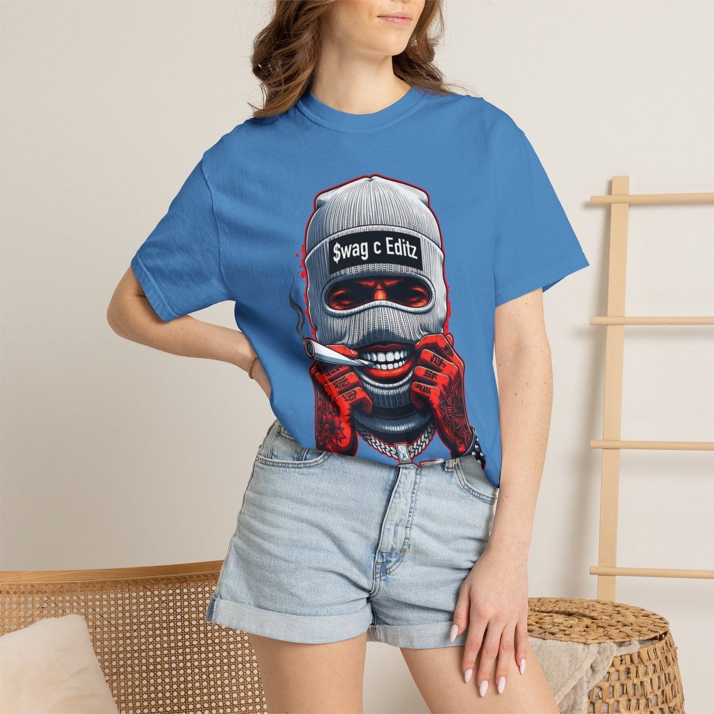 T-shirt Masked Skull Smoking Graphic SCE Streetwear