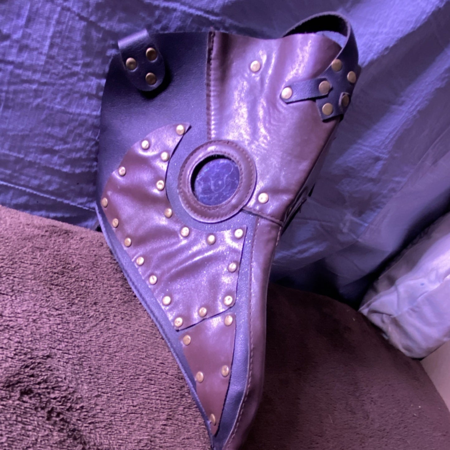 Plague Doctor Mask Brown Black Faux Leather Adjustable
