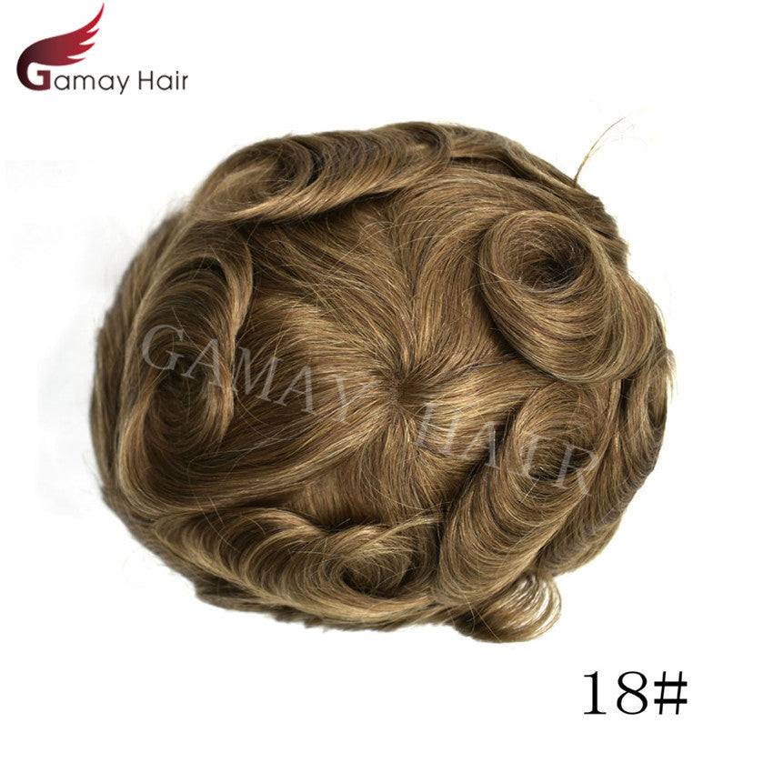 Mens Toupee French Lace Human Hair Front Bleached Knots Wig Hairpiece for Men