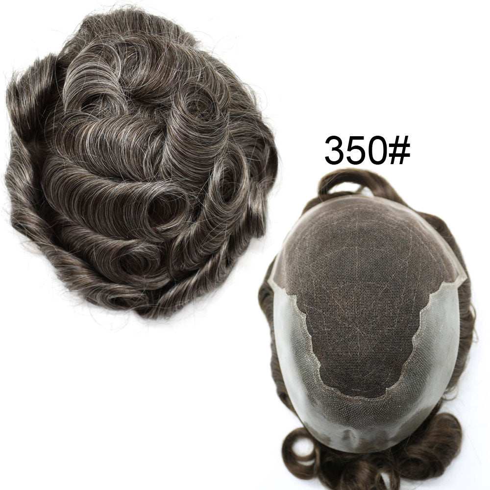 Mens Toupee French Lace Human Hair Front Bleached Knots Wig Hairpiece for Men