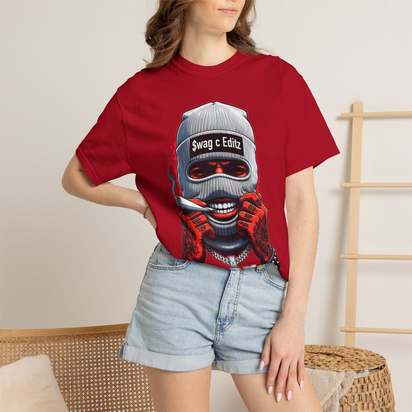 T-shirt Masked Skull Smoking Graphic SCE Streetwear