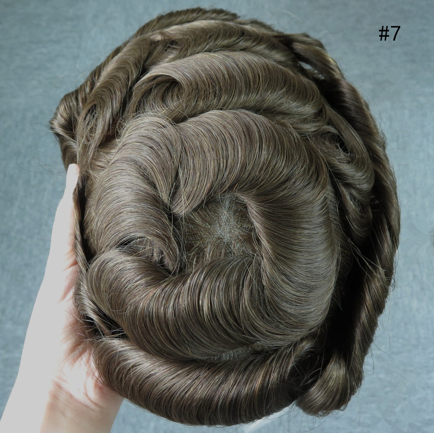 Mens Thin Skin Toupee Hair Replacement System Hairpiece BIO Human Hair Wigs