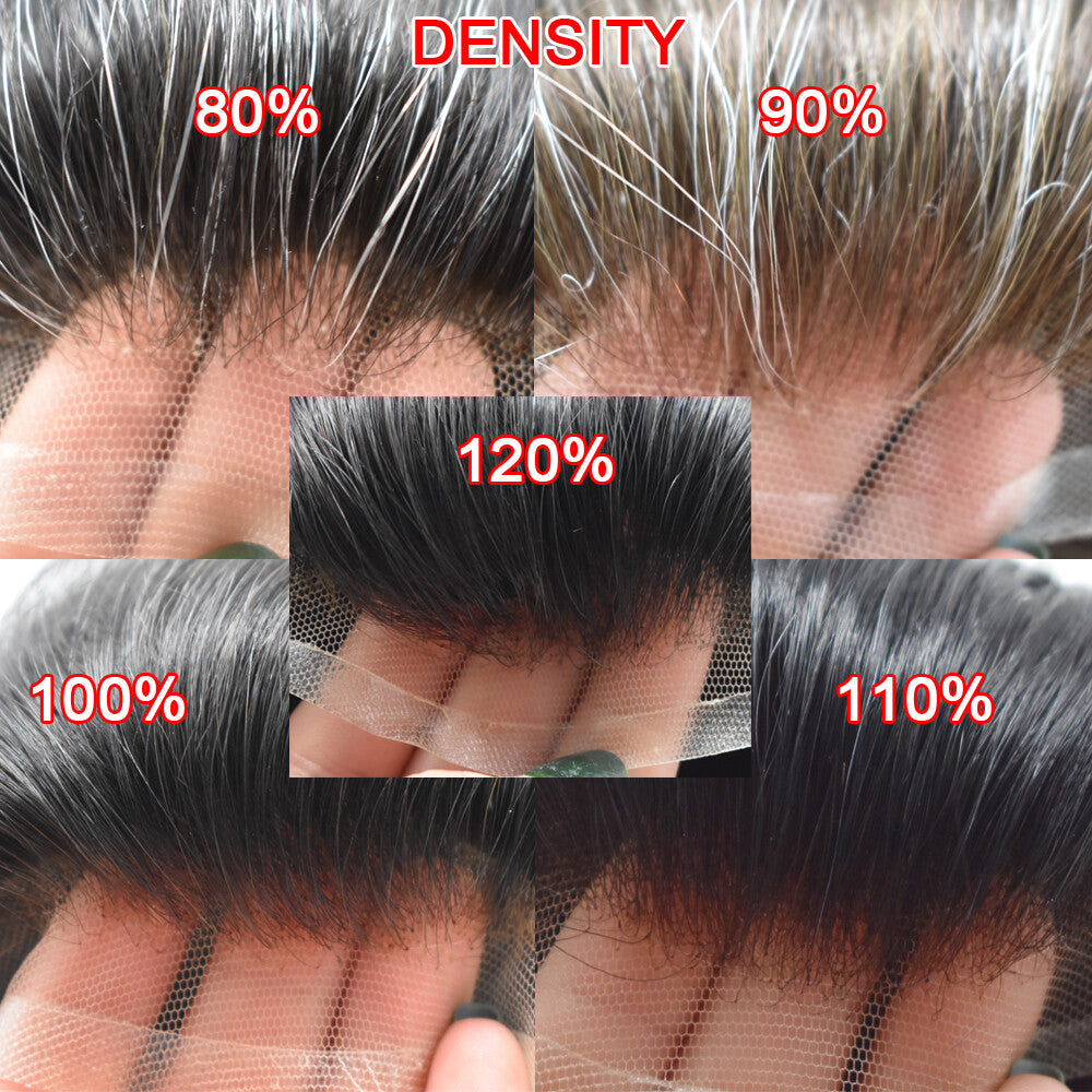 Mens Toupee French Lace Human Hair Front Bleached Knots Wig Hairpiece for Men