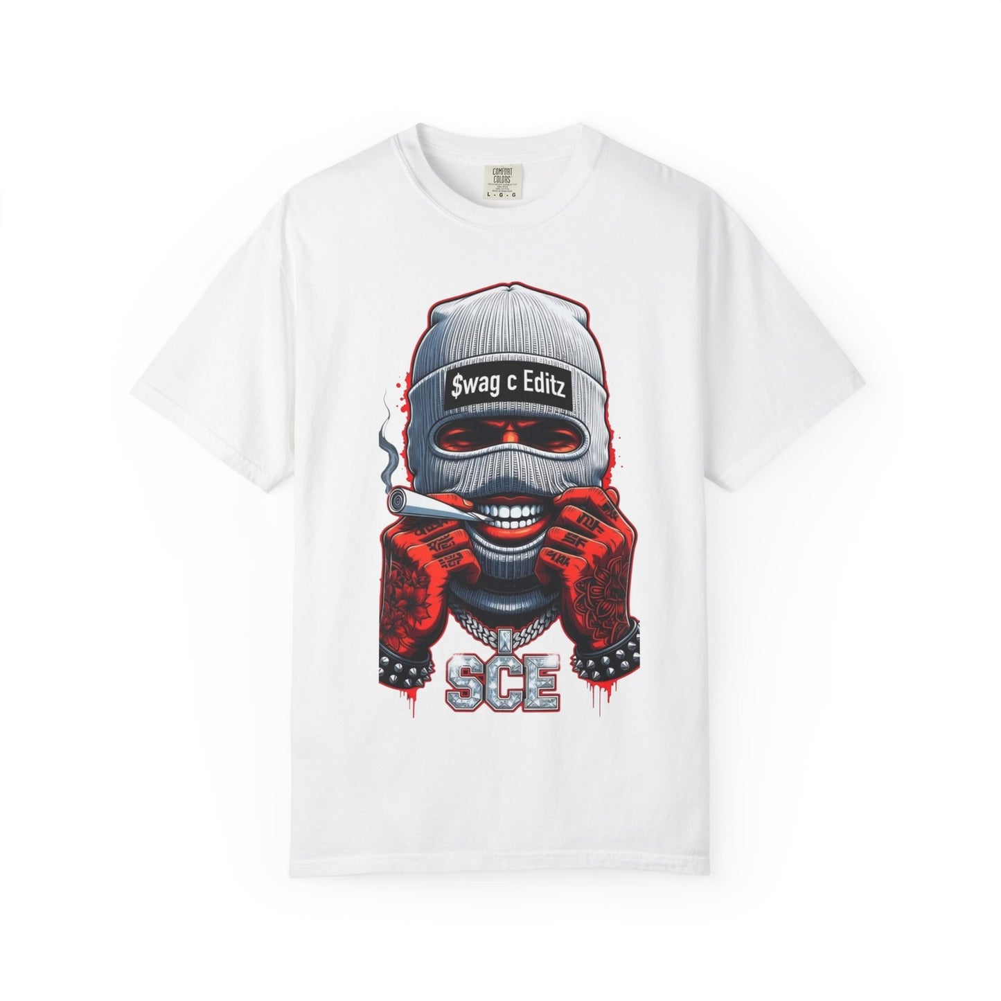 T-shirt Masked Skull Smoking Graphic SCE Streetwear