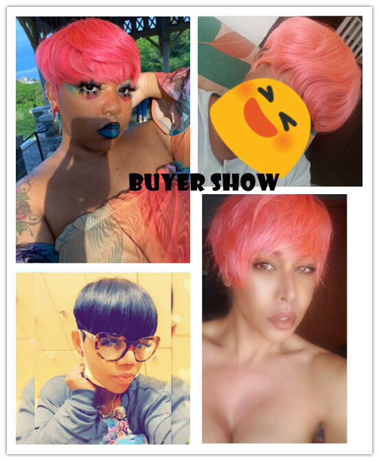 Dark Purple Brazilian Human Hair Wigs Sexy Pixie Cut Wigs for Women Party Daily