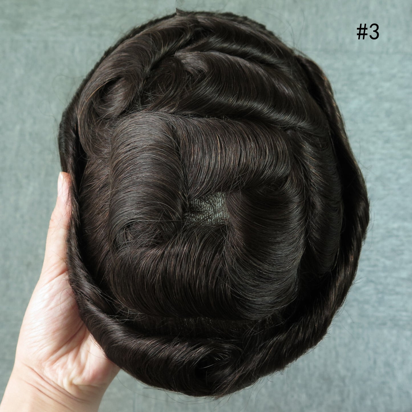Mens Thin Skin Toupee Hair Replacement System Hairpiece BIO Human Hair Wigs