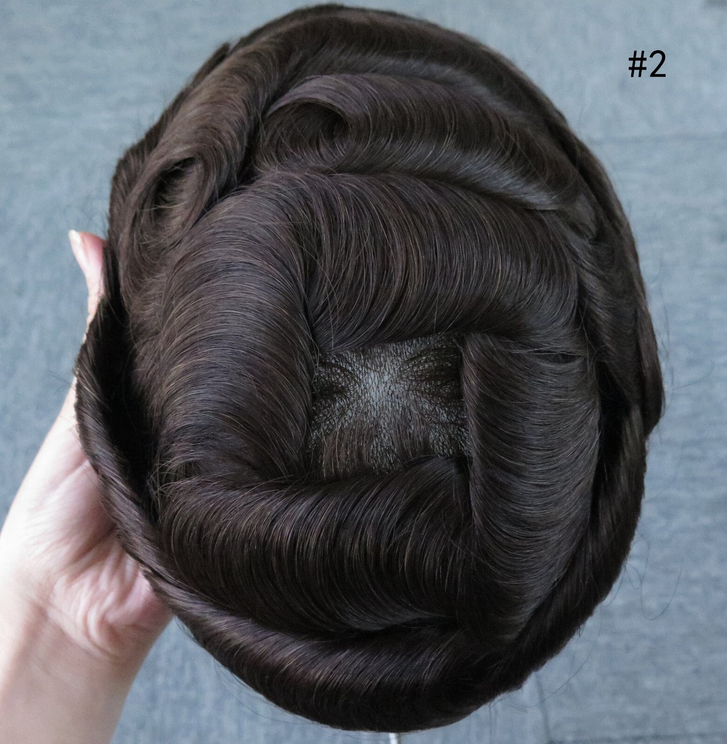 Mens Thin Skin Toupee Hair Replacement System Hairpiece BIO Human Hair Wigs