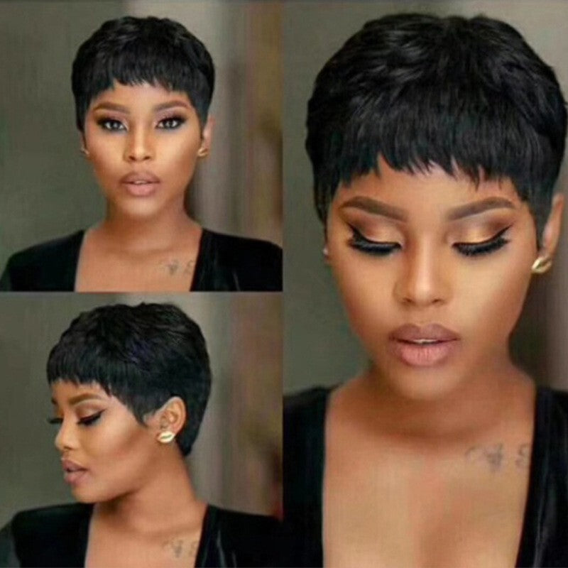 Brazilian Human Hair Short Pixie Cut Wigs With Bangs High-quality Soft Sexy US