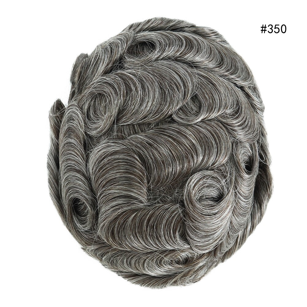 Mens Thin Skin Toupee Hair Replacement System Hairpiece BIO Human Hair Wigs